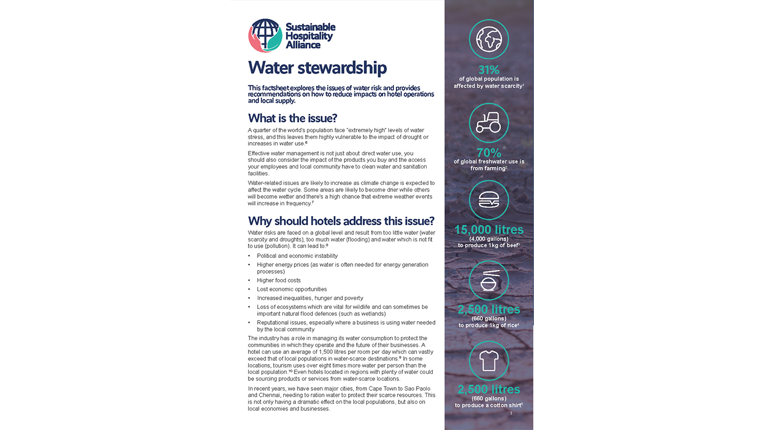 Water stewardship factsheet World Sustainable Hospitality Alliance