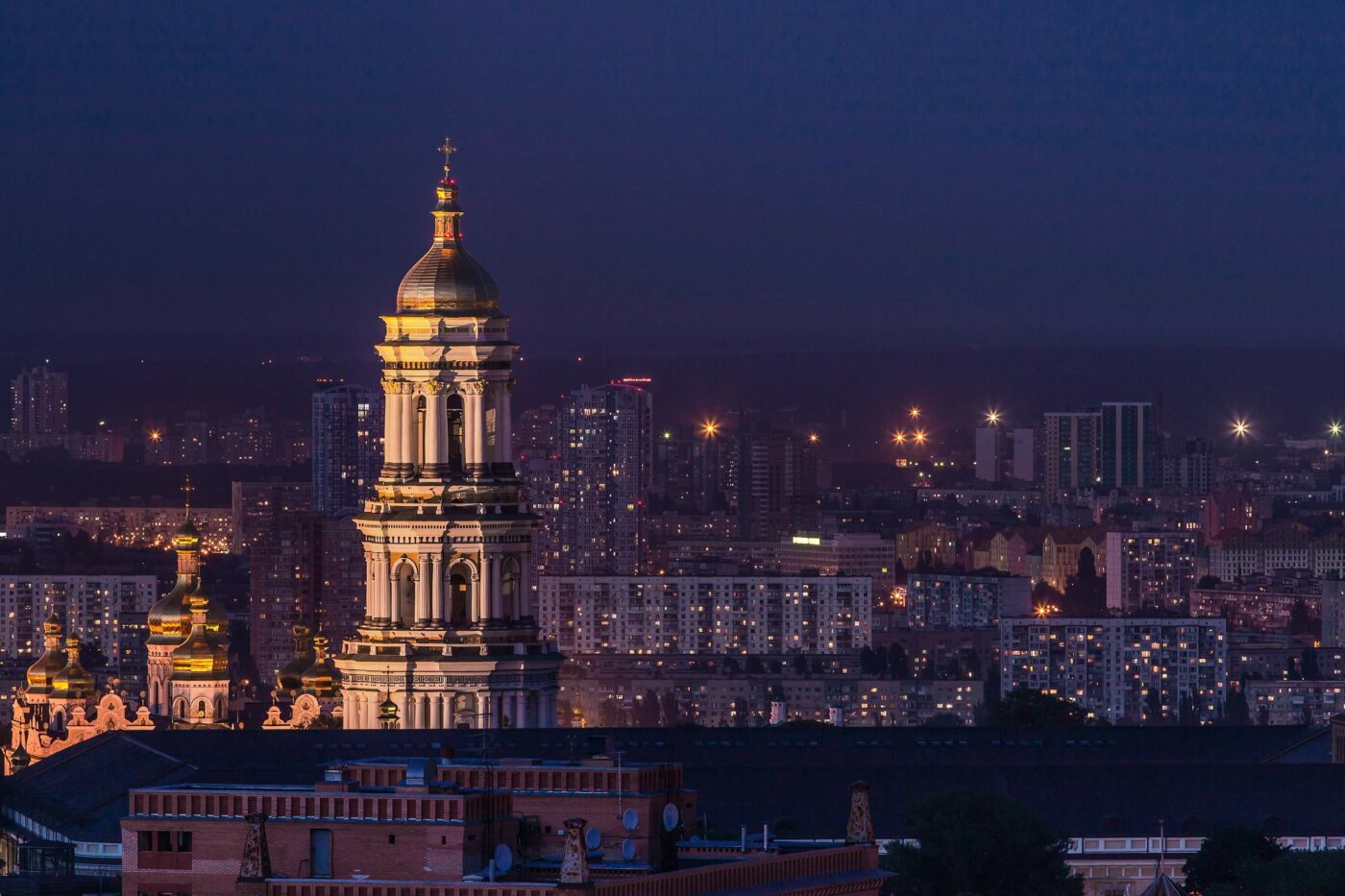 Kyiv skyline at night