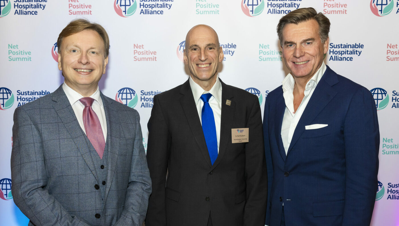 Dr. Ralf Burbach poses with Alliance CEO and Chair at Net Positive Summit